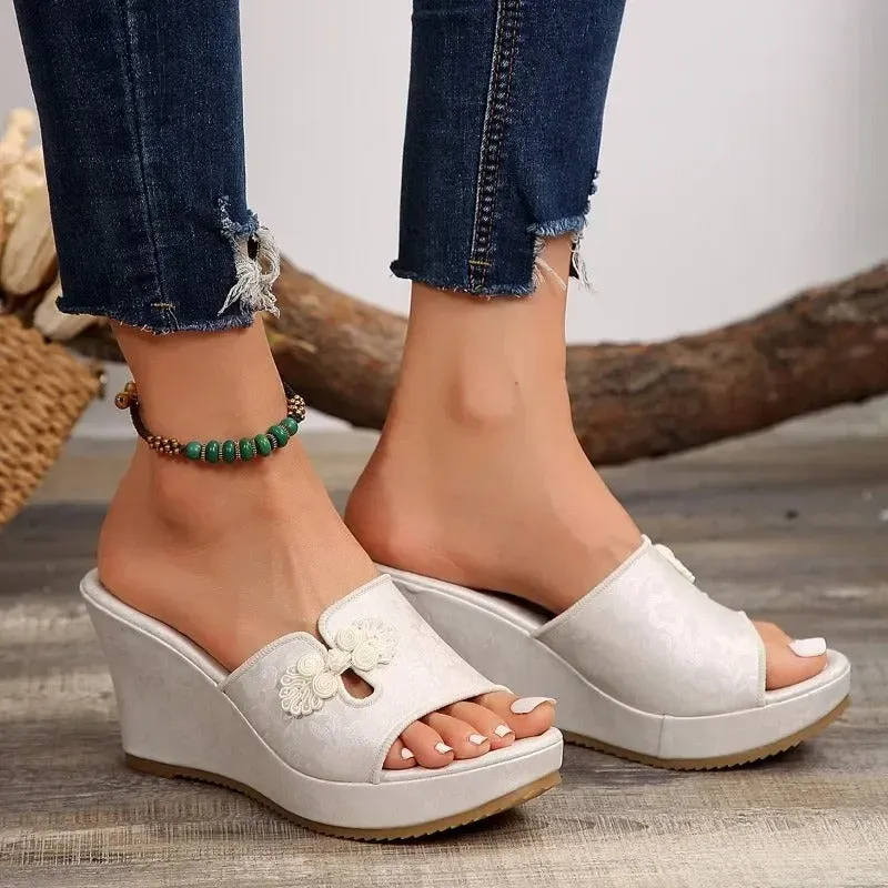 Genevieve - Modern Print Platform Wedge Sandals for Women