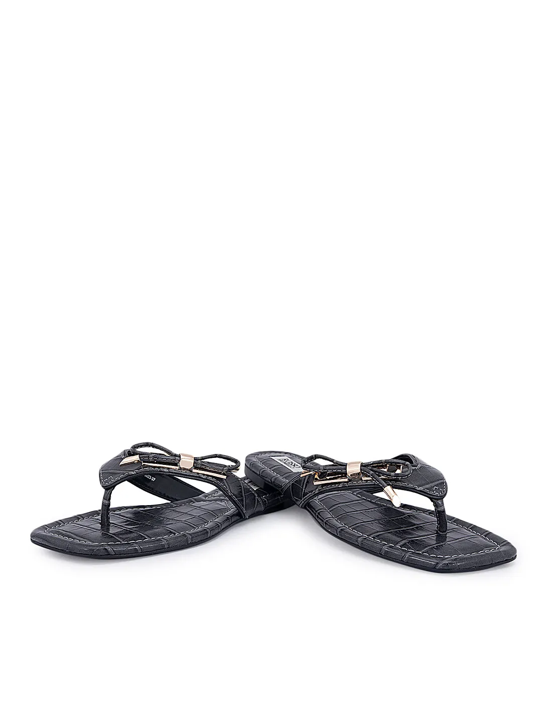 Grey Croco Textured Flats