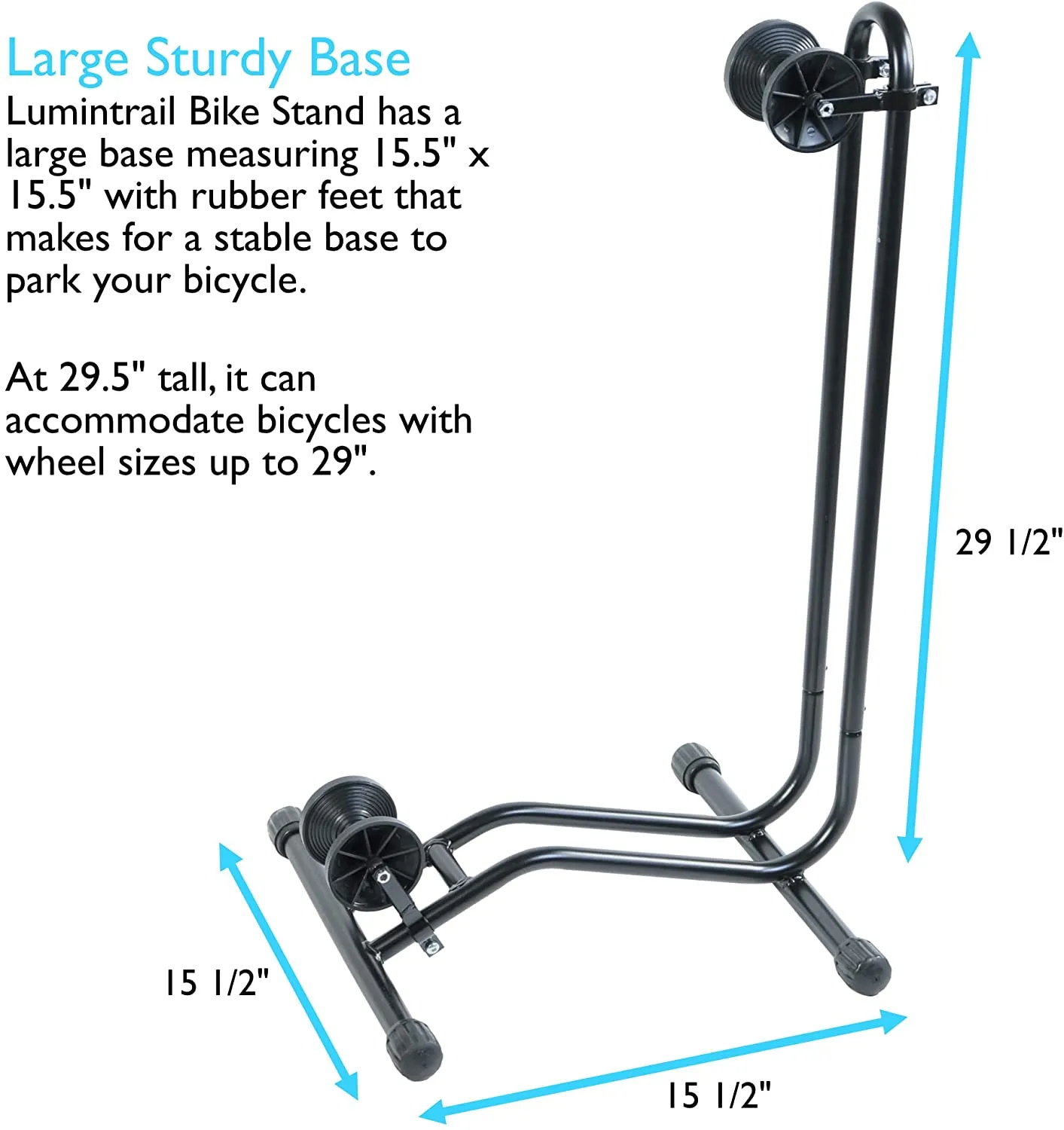 Lumintrail Bicycle Floor Parking Rack Stand for Mountain and Road Bike BS-7076-02-2 Adjustable Fit Up To 29" Wheels with Tire Width Up To 2.25", Push-On Design, Rubber Feet For Non-Slip