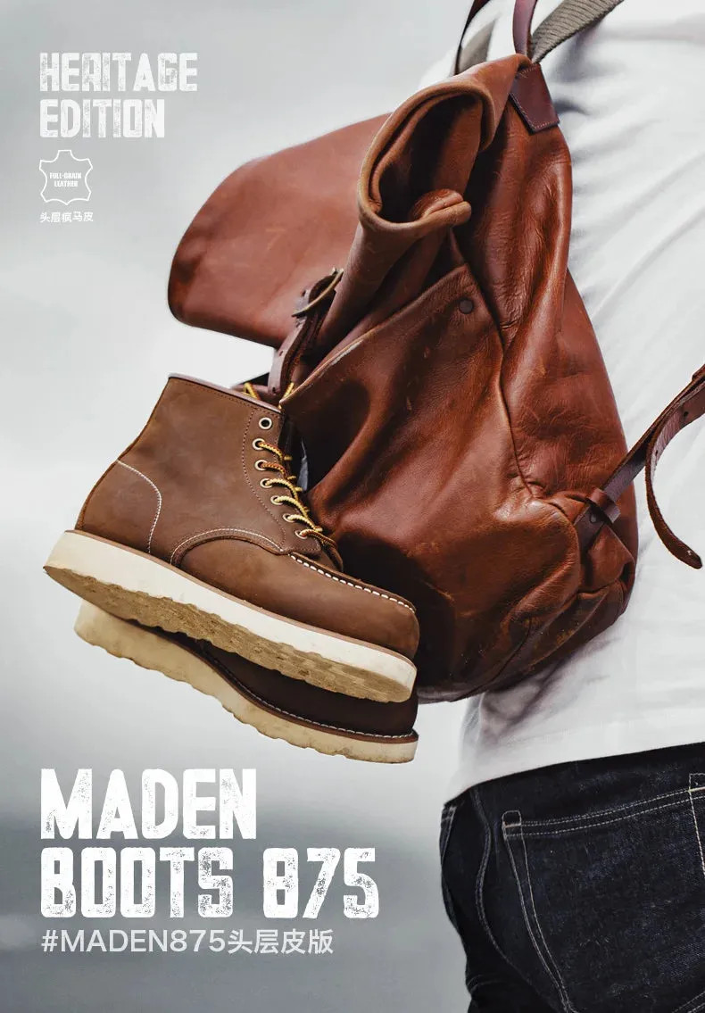 Maden Vintage High-top Ankle Boots Durable Leather