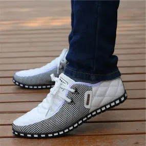 Men's Breathable Leather Sneakers - Stylish and Comfortable