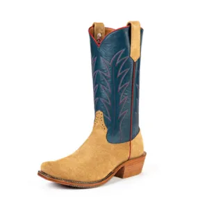 Rios of Mercedes Tan Crazyhorse Reversed with 13" Navy Calfskin Tops - R9028