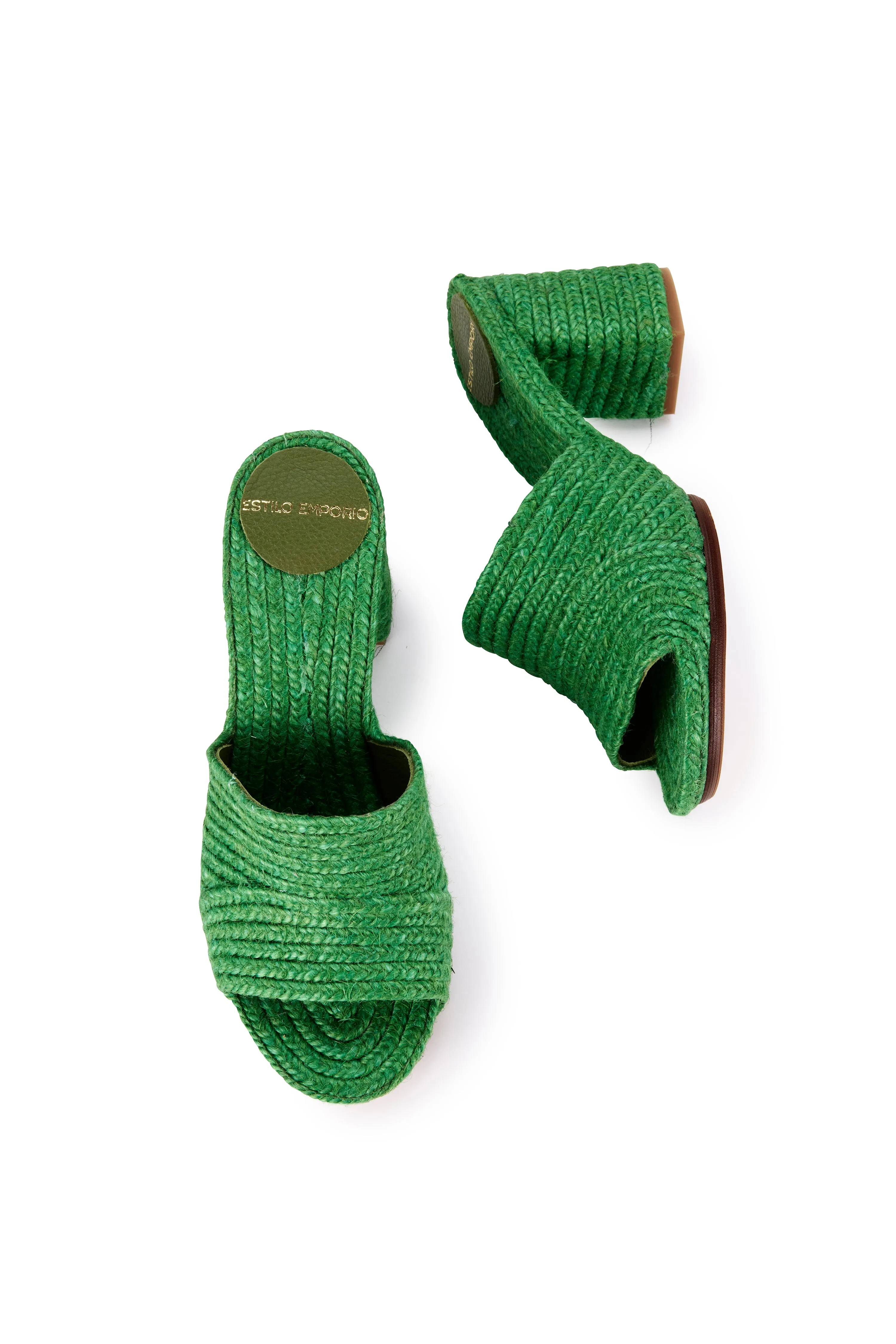 Woven Jute Mule - Green